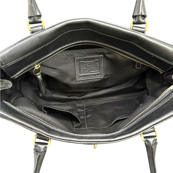 COACH 11048 Hampton Tiffany Turnlock Satchel Black Leather Tote Shoulder Bag - Picture 4 of 10